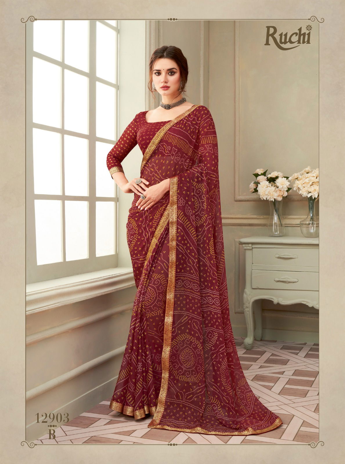 Simaya By Ruchi Printed Designer Chiffon Sarees Wholesale Market In Surat